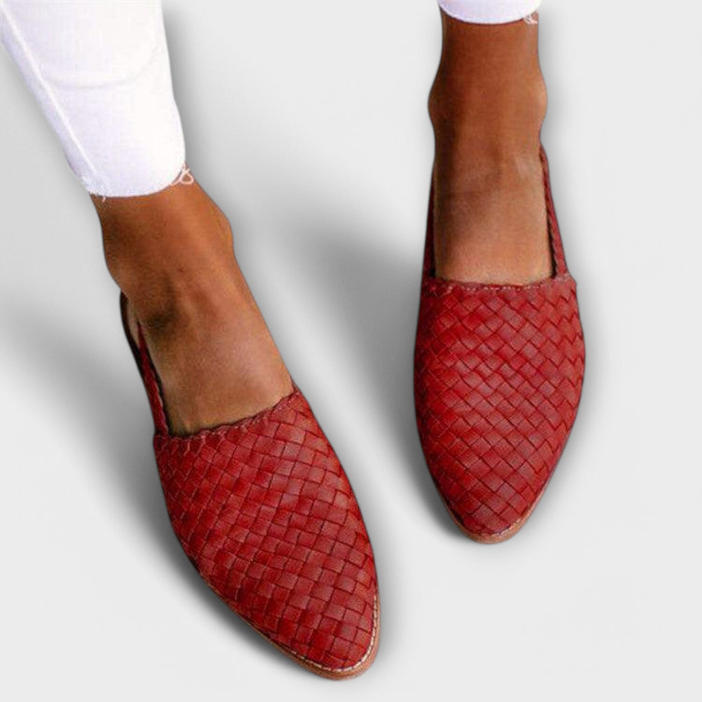 Women's Woven Open-Heel Loafer Mules - Red