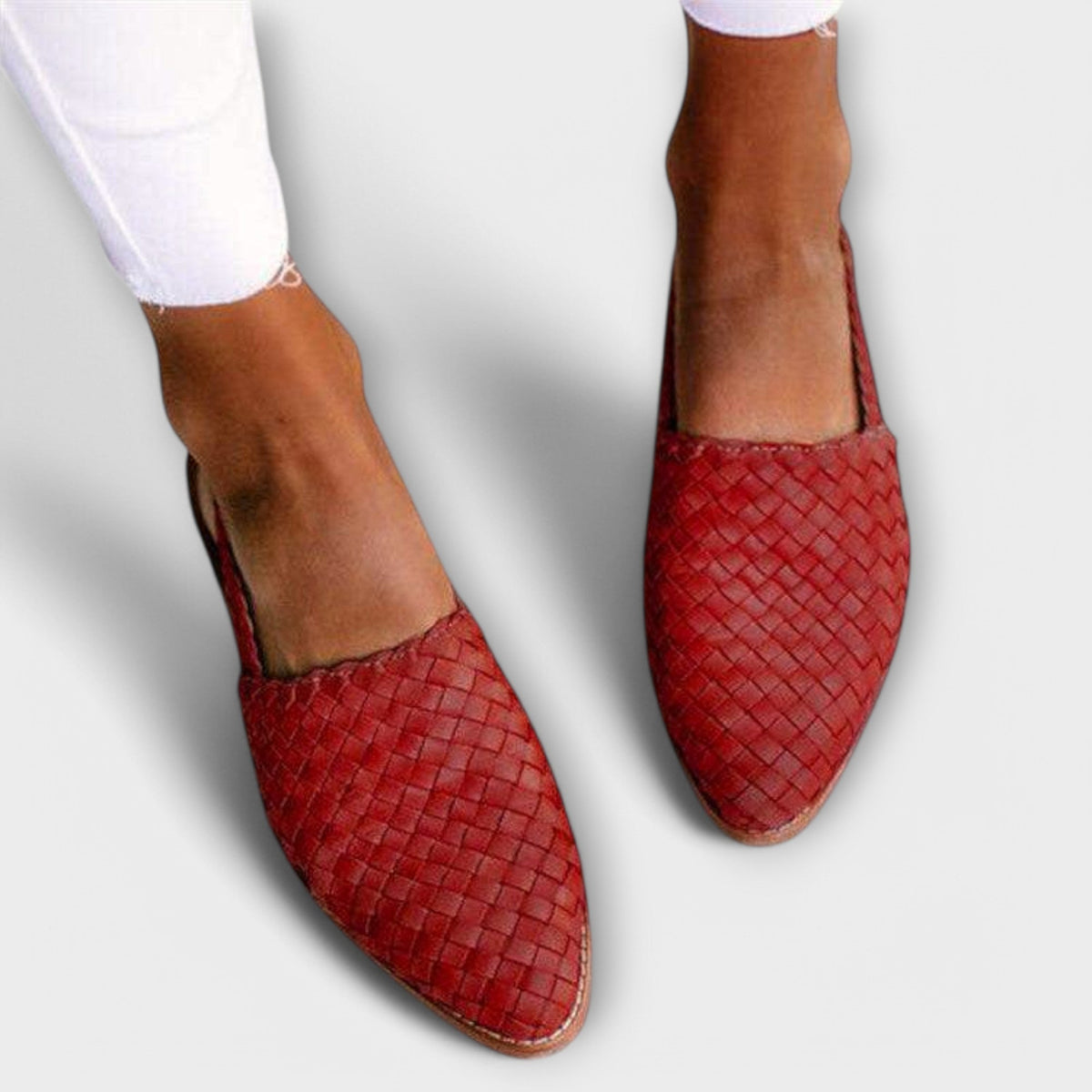 Women's Woven Open-Heel Loafer Mules - Red