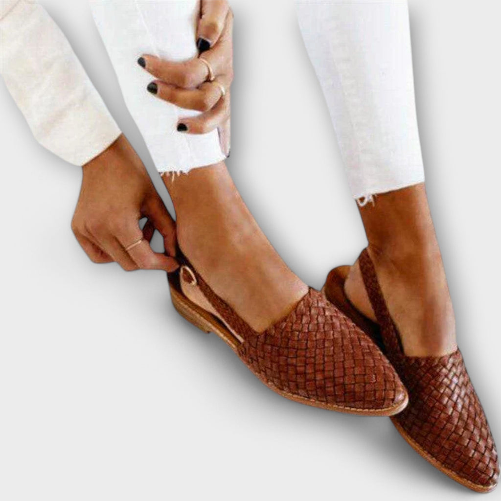 Women's Woven Open-Heel Loafer Mules - Brown