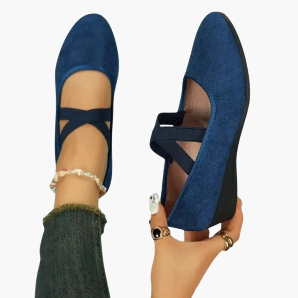 Women's Elastic Criss-Cross Strap Ballet Flats - Blue