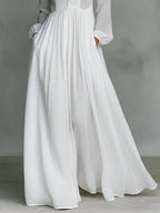 Women's Simple Long Sleeve Button Bridal Gown