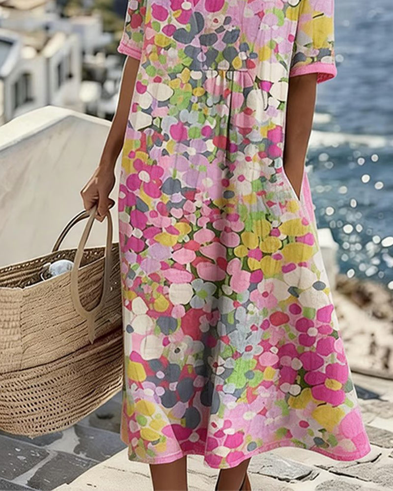 Women's Loose Lightweight Floral Midi Dress