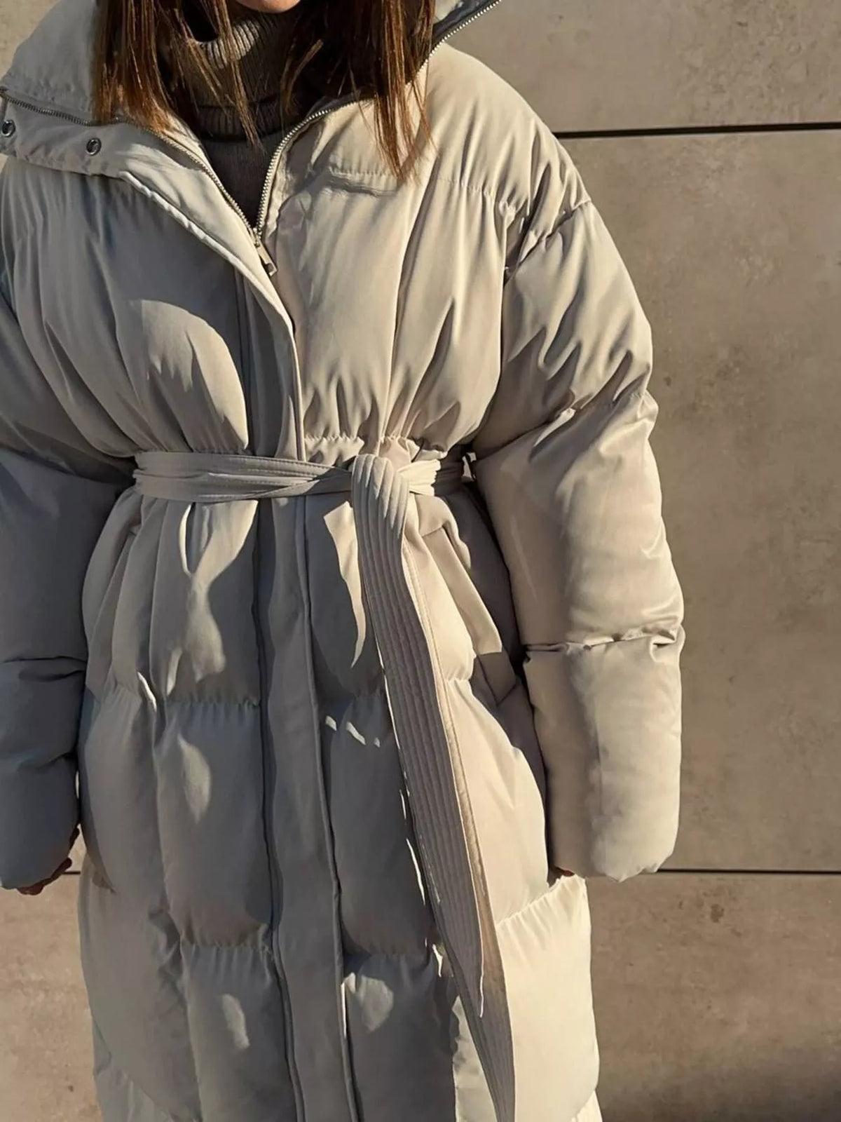 Women's Long Belted Puffer Coat