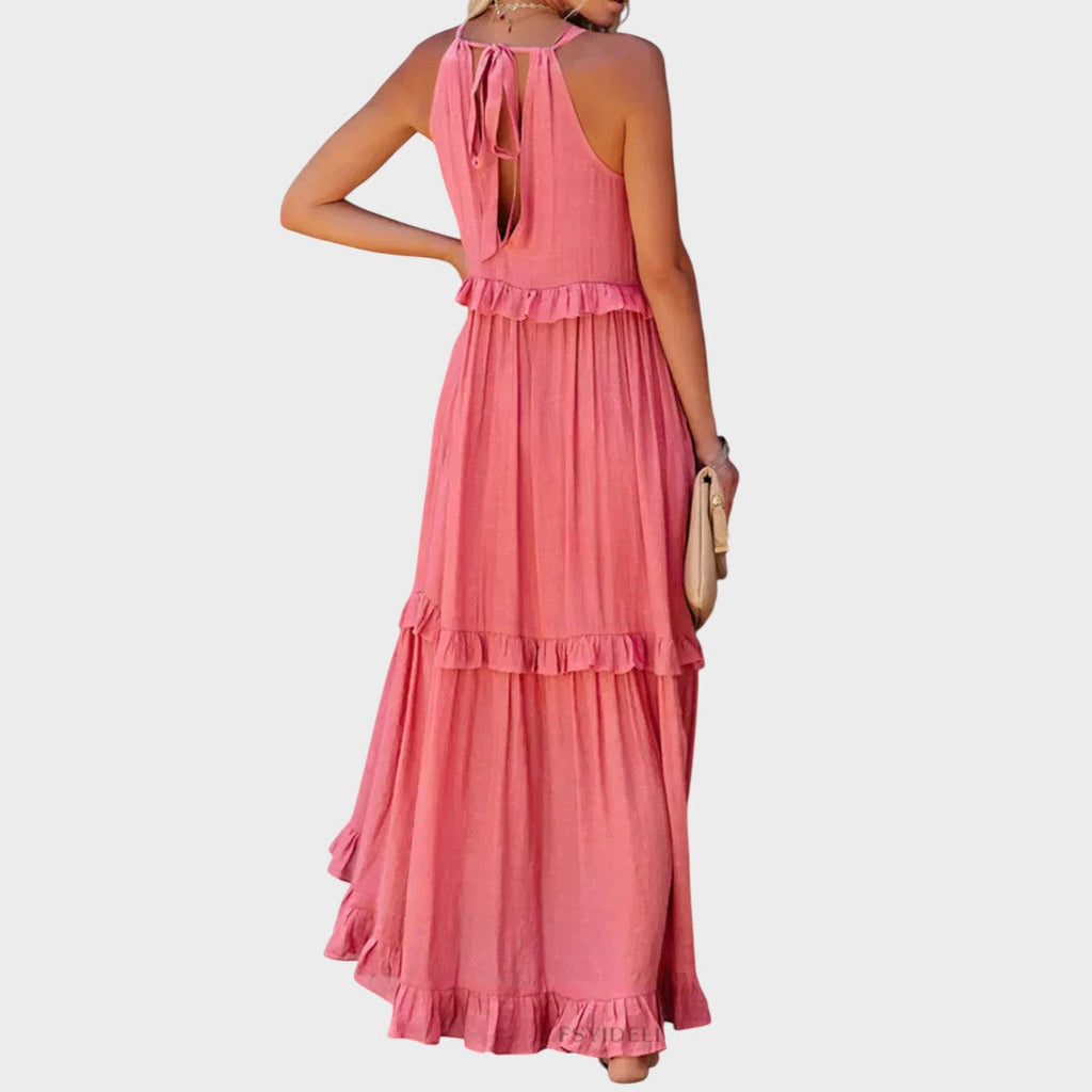 Women's Sleeveless Ruffle Trim Dress