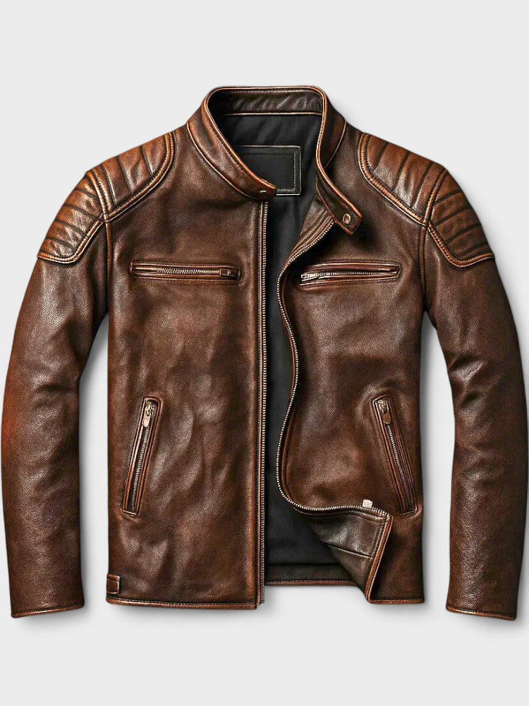 Men's Leather Jacket Fall Winter - Vintage Brown