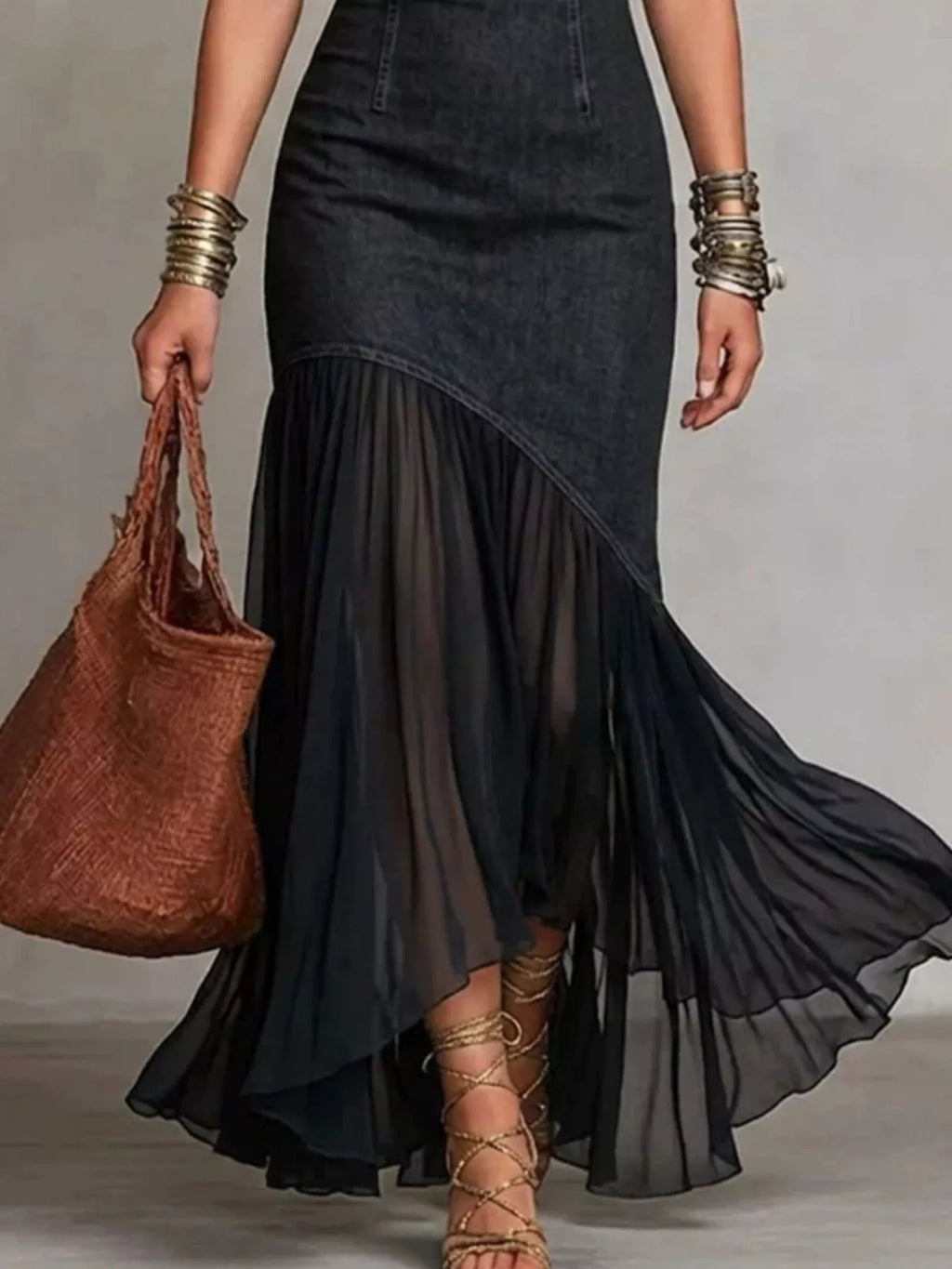 Women's Off-Shoulder Maxi Dress with Ruffle Hem