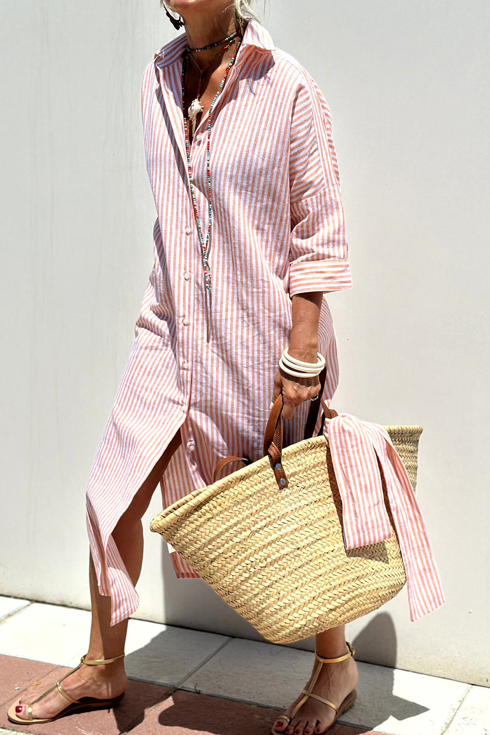 Women's Shirt Dress - Pink
