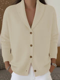 Women's Soft Knit Lapel Cardigan - Apricot