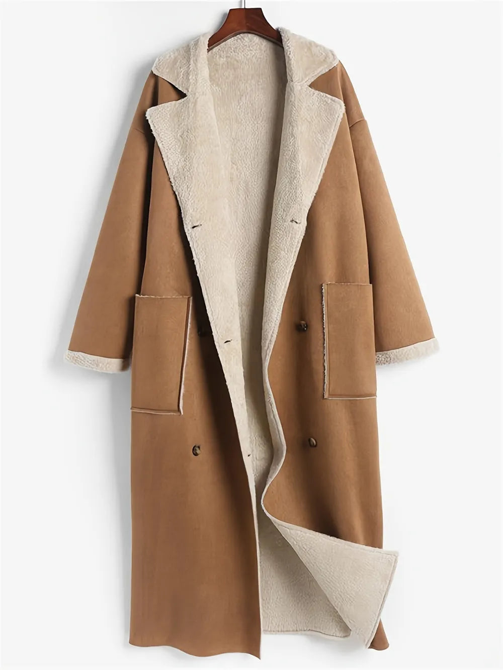 Women's Oversized Long Sherpa Coat for Winter