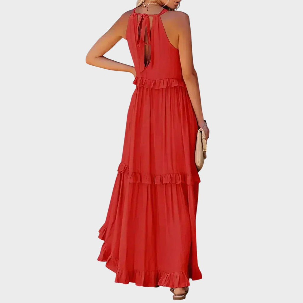 Women's Sleeveless Ruffle Trim Dress
