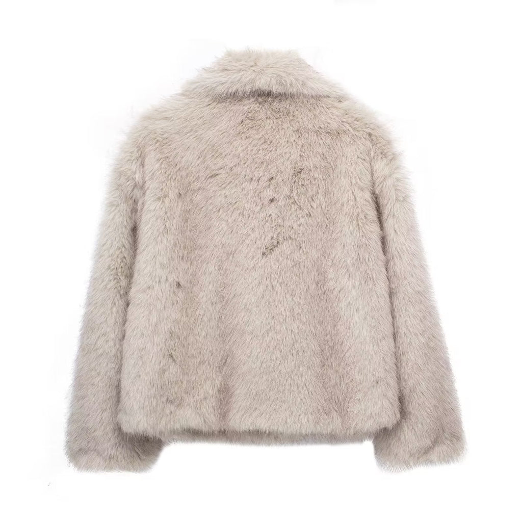 Women's Faux Fur Lapel Coat Warm Padded Winter Coat