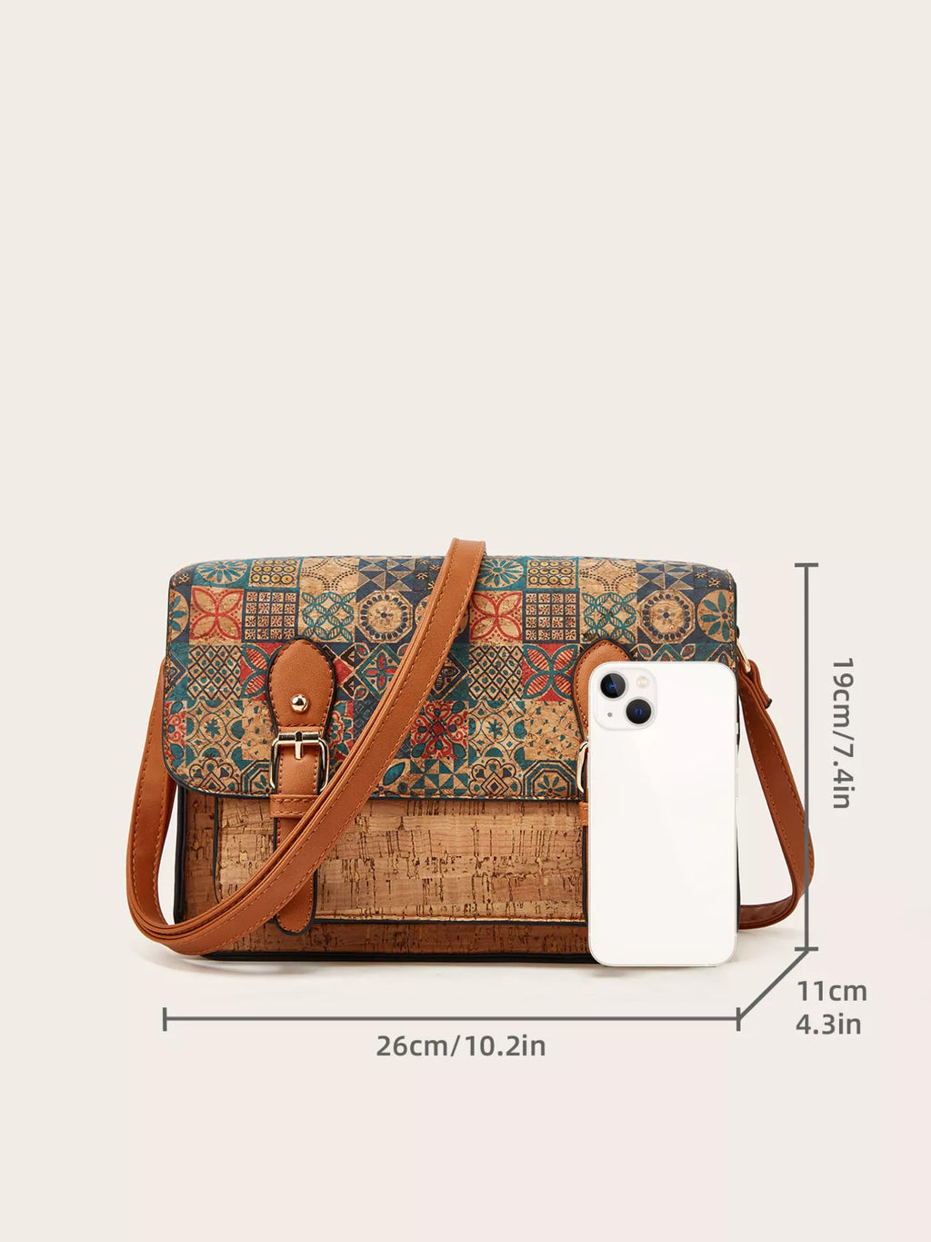 Women's Vintage Printed PU Leather Crossbody Bag