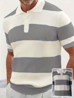 Men's Short Sleeve Knit Polo Casual Summer Style - Gray
