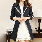 Women's Double-Breasted Trench Coat with Lapel Collar