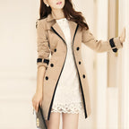 Women's Double-Breasted Trench Coat with Lapel Collar