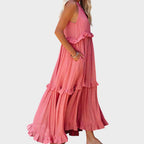 Women's Sleeveless Ruffle Trim Dress