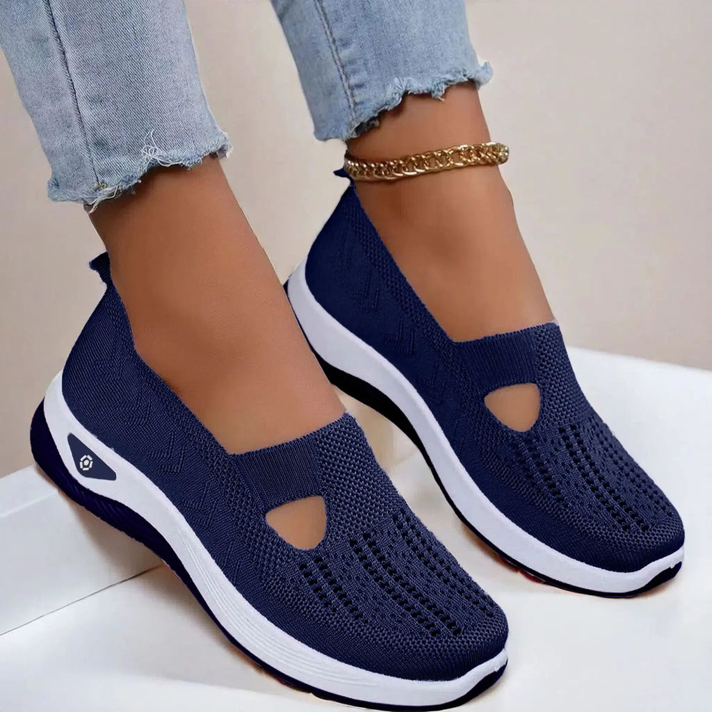Women's Orthopedic Sneakers with Supportive Insole - Navy