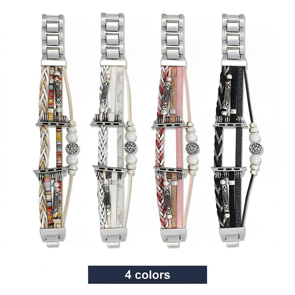 Women's Braided Multi-Strand Apple Watch Band with Tree of Life Charm