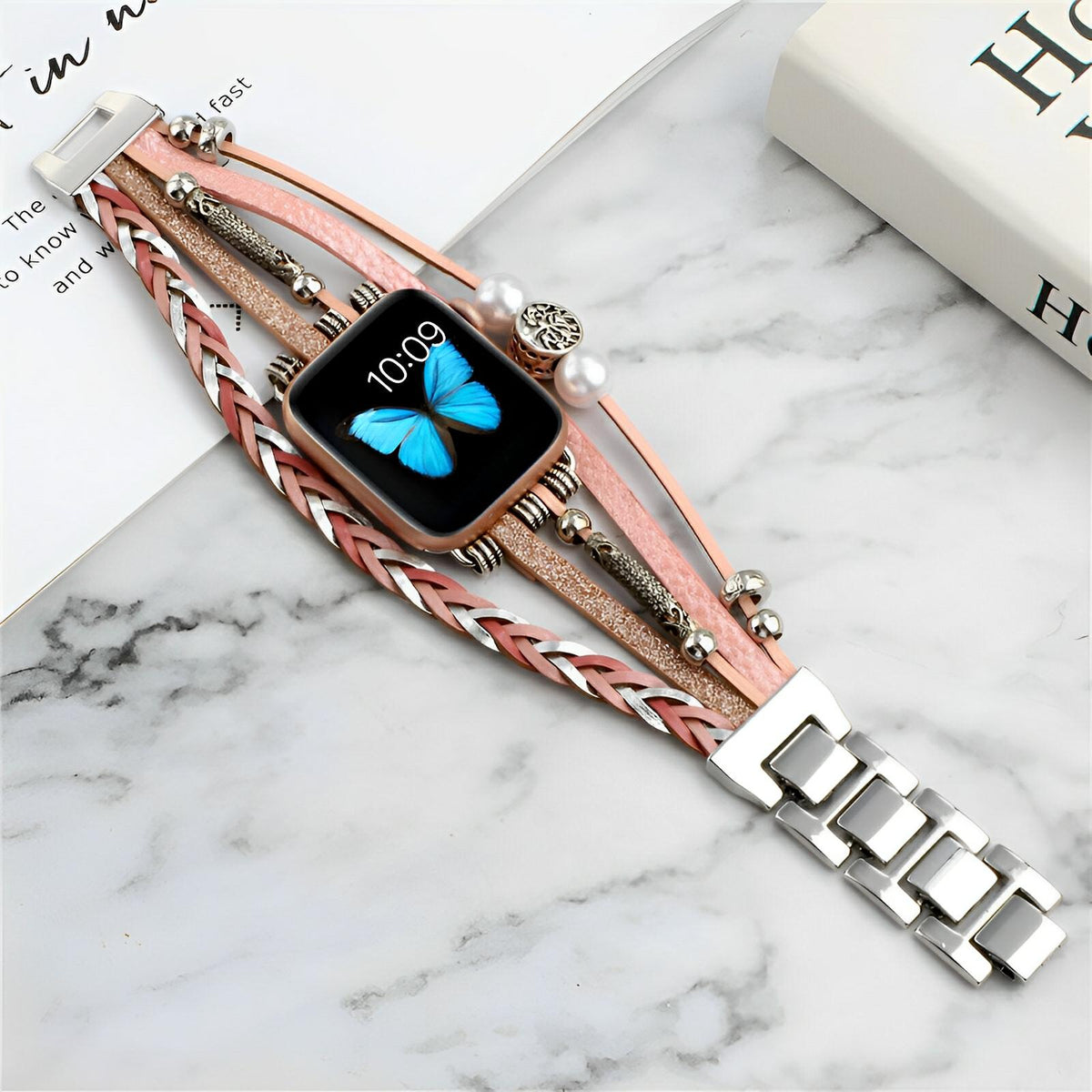 Women's Braided Multi-Strand Apple Watch Band with Tree of Life Charm