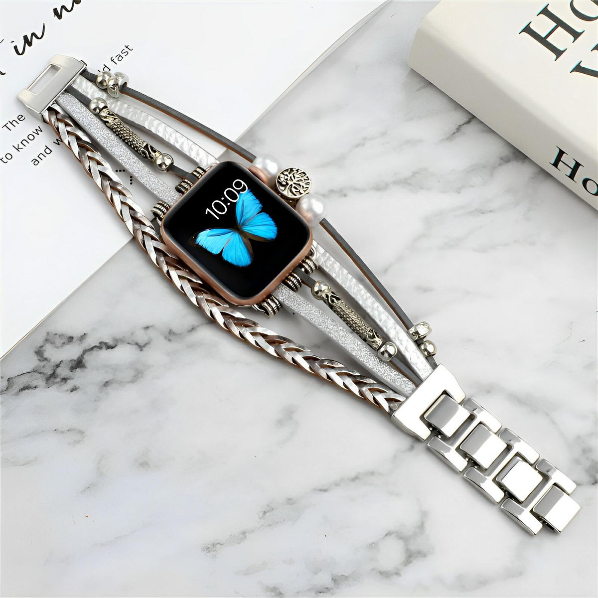 Women's Braided Multi-Strand Apple Watch Band with Tree of Life Charm