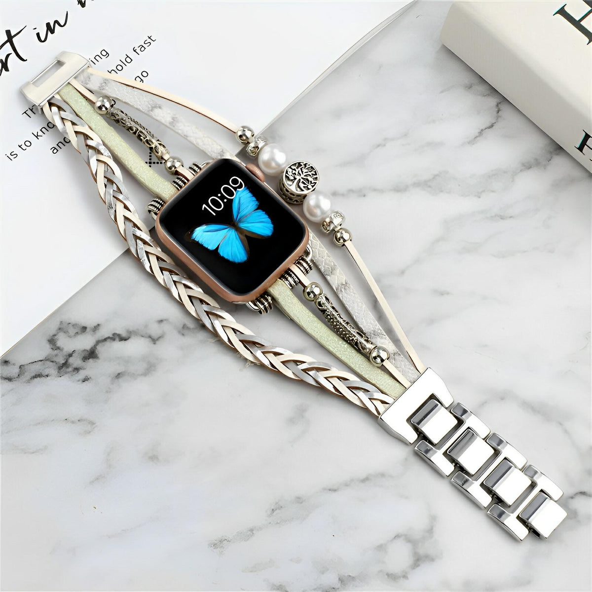 Women's Braided Multi-Strand Apple Watch Band with Tree of Life Charm