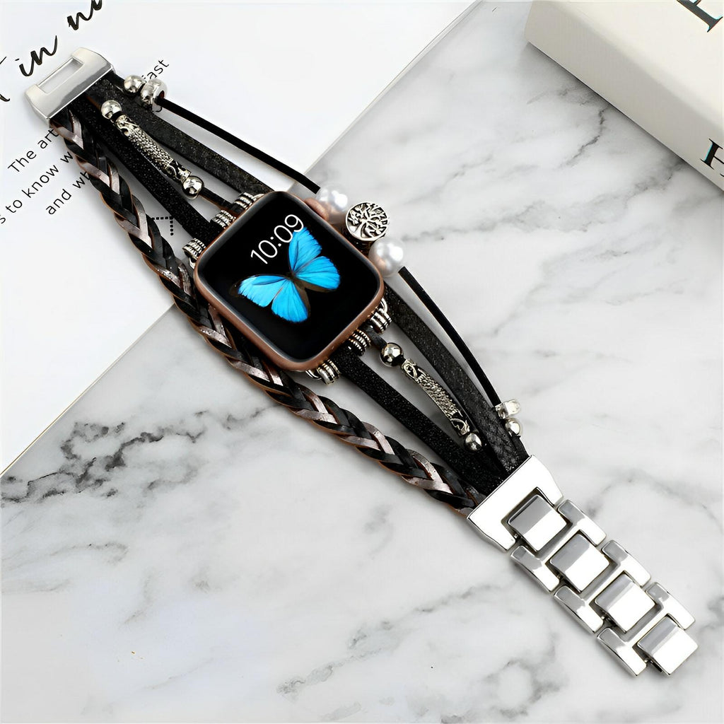 Women's Braided Multi-Strand Apple Watch Band with Tree of Life Charm