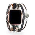 Women's Braided Multi-Strand Apple Watch Band with Tree of Life Charm - Black