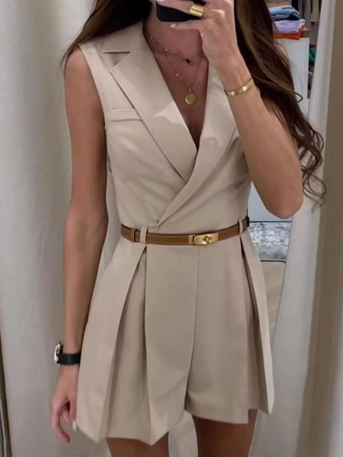 Women's Solid Sleeveless Wrap Romper