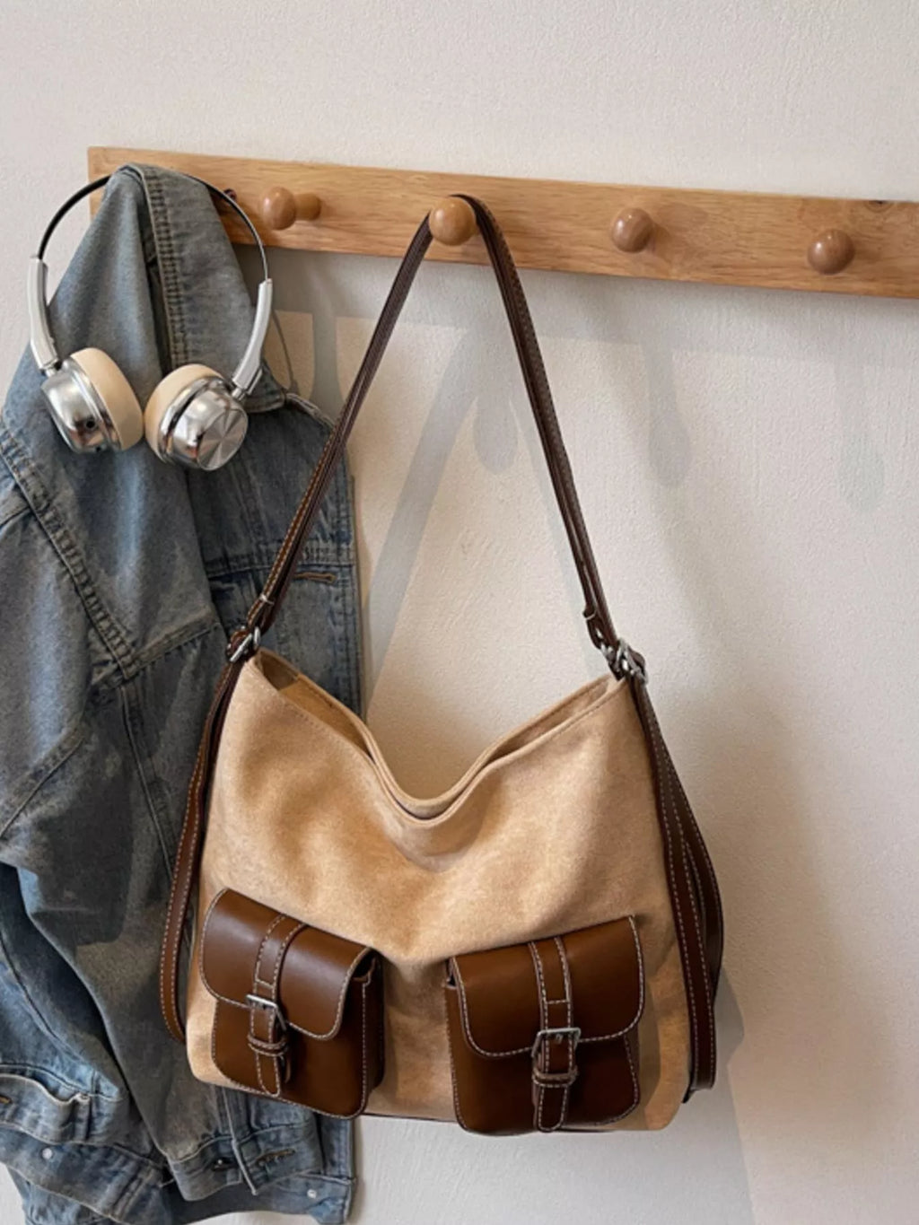 Women's Buckle Shoulder Bag with Pocket
