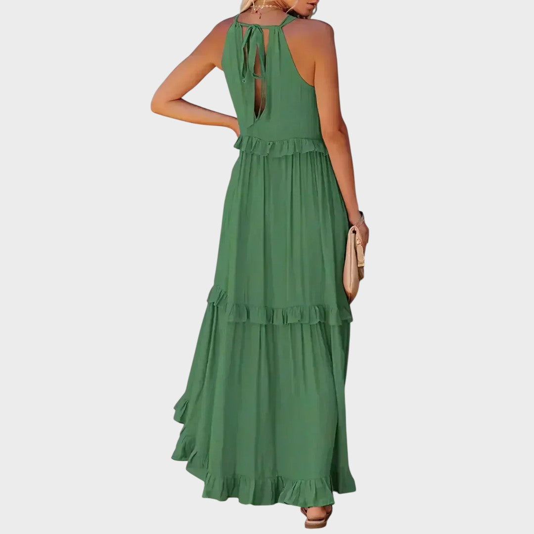 Women's Sleeveless Ruffle Trim Dress