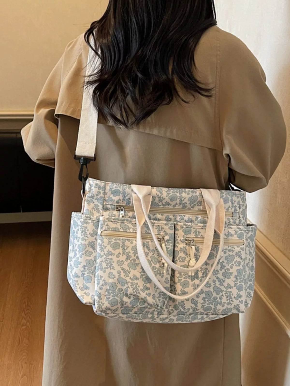 Women's Floral Crossbody Bag with Multiple Pockets