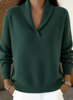 Women's Oversized V-Neck Batwing Sleeve Sweater - Army Green