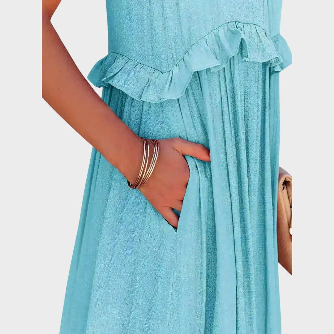 Women's Sleeveless Ruffle Trim Dress