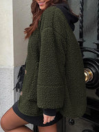 Women's Two-Tone Sherpa Button-Up Jacket with Pockets