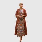Women's Printed Winter Wedding Guest Midi Dress with Matching Duster
