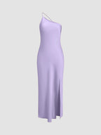 Women's Thin Strap Open-Back Slip Maxi Dress - Violet