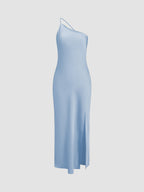 Women's Thin Strap Open-Back Slip Maxi Dress - Blue