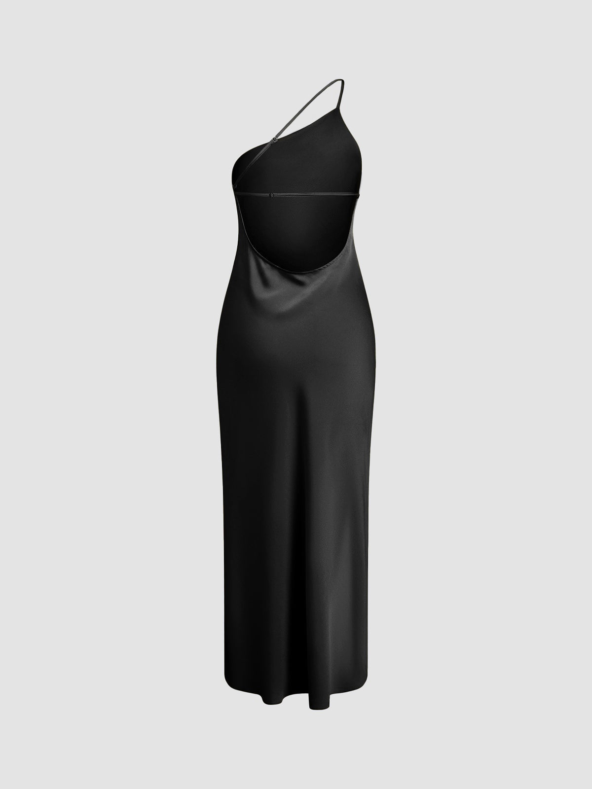Women's Thin Strap Open-Back Slip Maxi Dress - Black