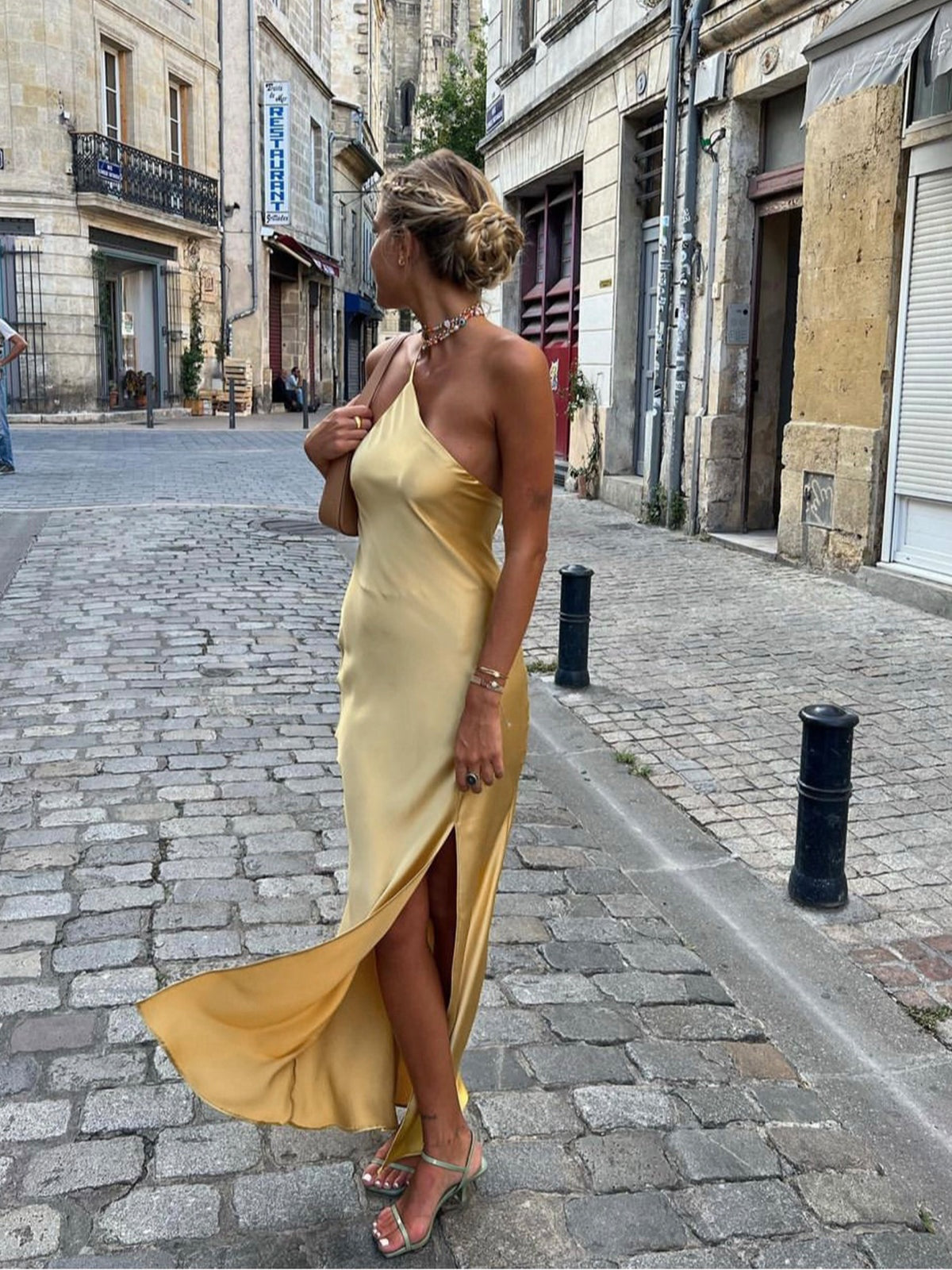 Women's Thin Strap Open-Back Slip Maxi Dress