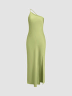 Women's Thin Strap Open-Back Slip Maxi Dress - Green