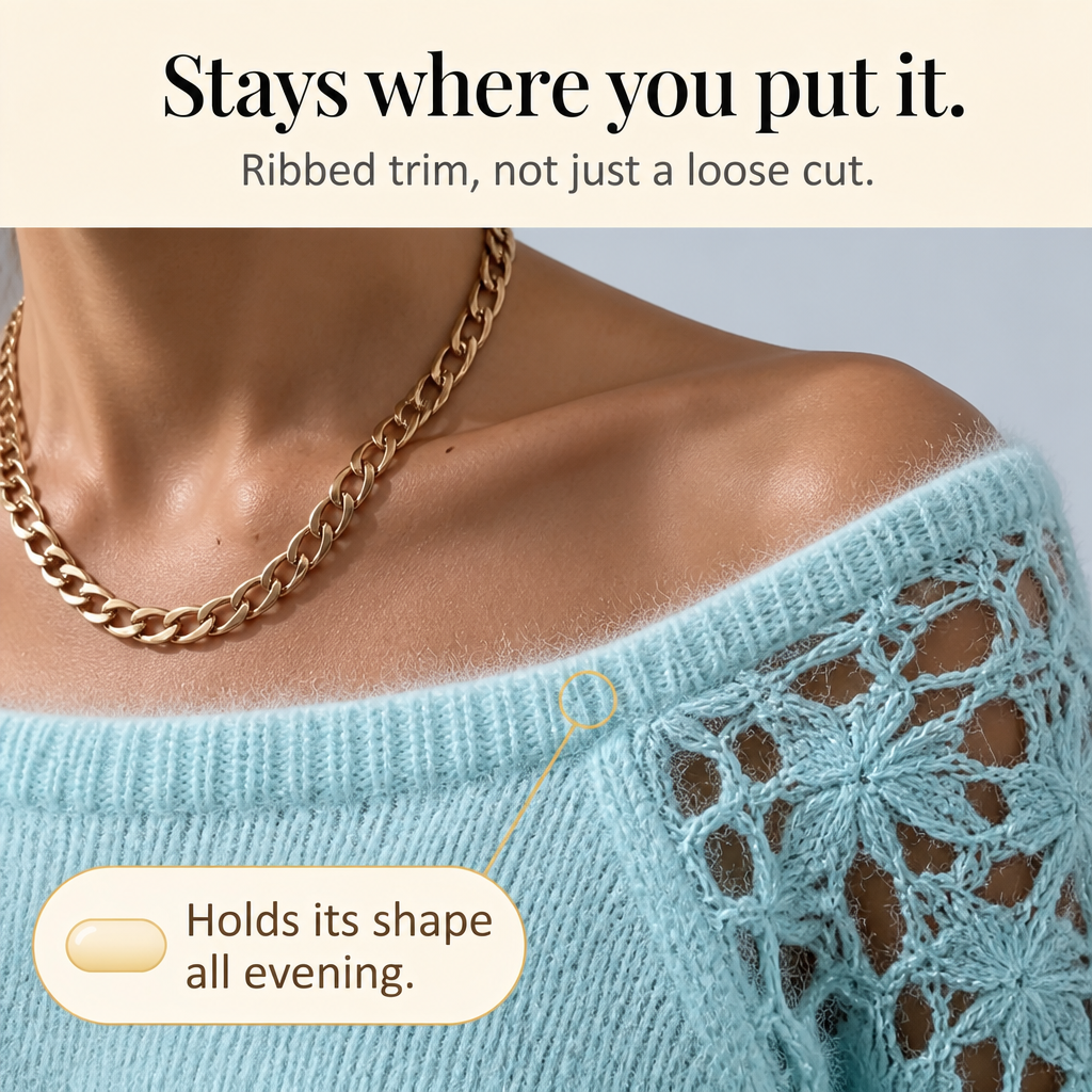 Women's Knit Sweater with Lace Detail