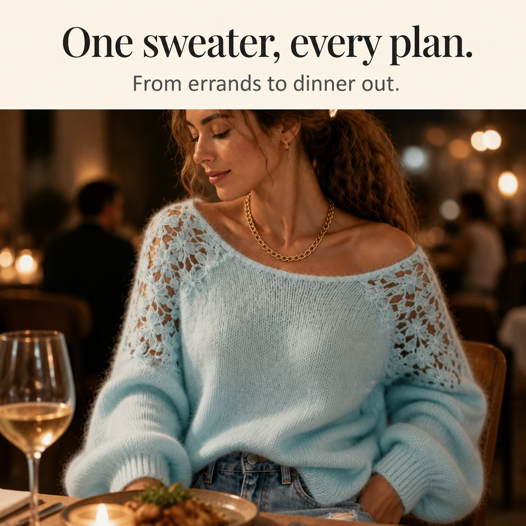 Women's Knit Sweater with Lace Detail