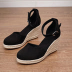 Women's Espadrille Platform Wedge Sandals with Ankle Buckle