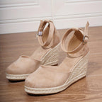 Women's Espadrille Platform Wedge Sandals with Ankle Buckle