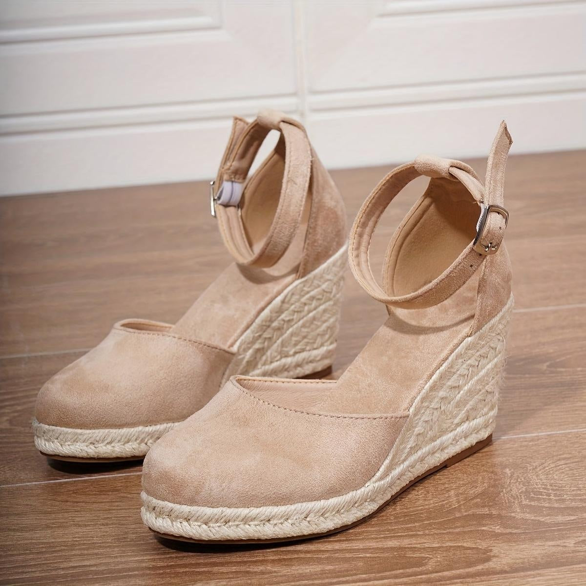 Women's Espadrille Platform Wedge Sandals with Ankle Buckle