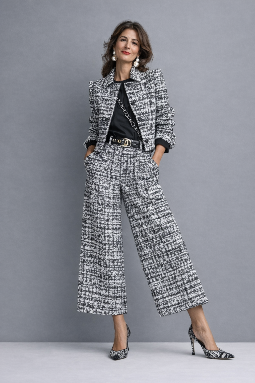 Women's Sophisticated Versatile Two-Piece Set - Gray