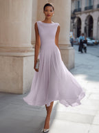 Women's Sleeveless Draped Midi Day Wedding Dress - Lavender