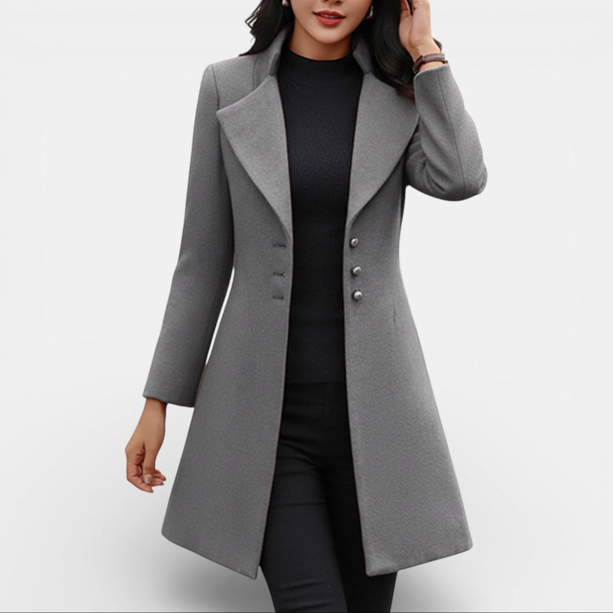 Women's Long Tailored Coat - Gray