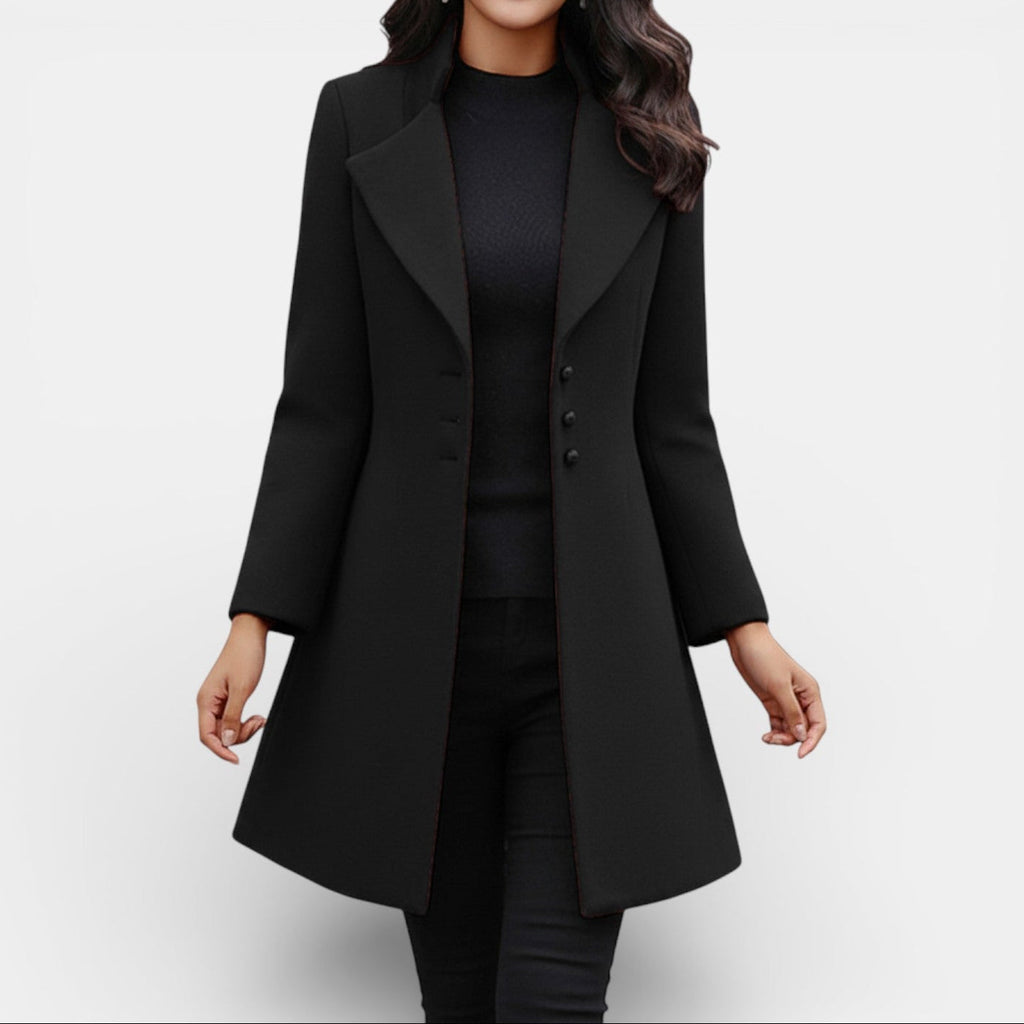 Women's Long Tailored Coat - Black