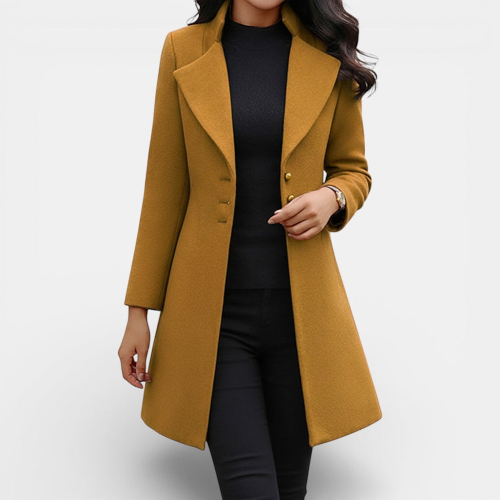 Women's Long Tailored Coat - Yellow